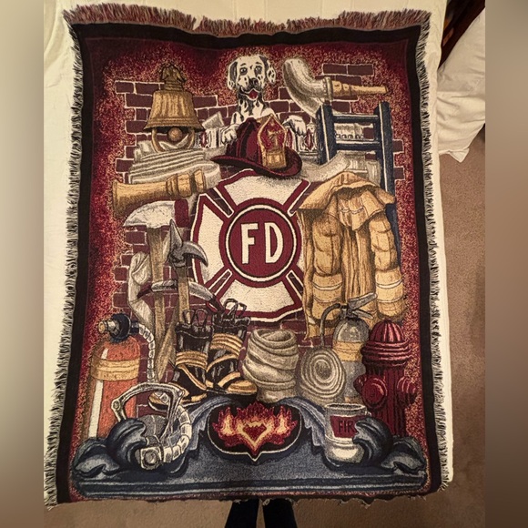 Pure Country Weavers 💯 Cotton Fireman’s Pride Tapestry Blanket vintage
